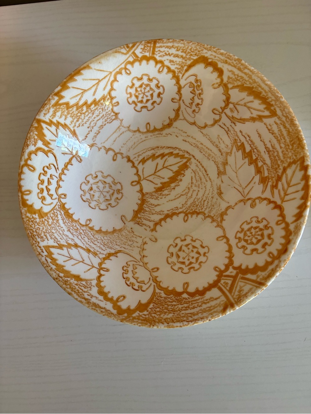 VINTAGE Yellow Floral Ceramic bowl